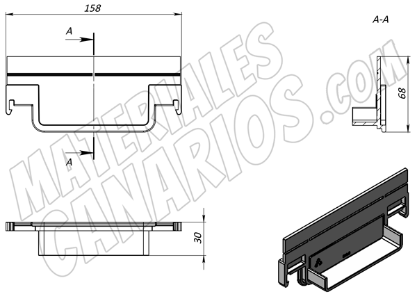 Tapa lateral ciega para canaleta de polipropileno BASE DN100