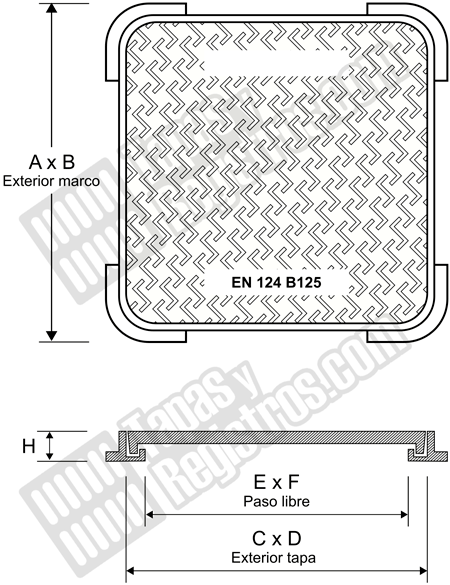 Tapa y marco para arqueta fabricada en fundición dúctil - Clase B125